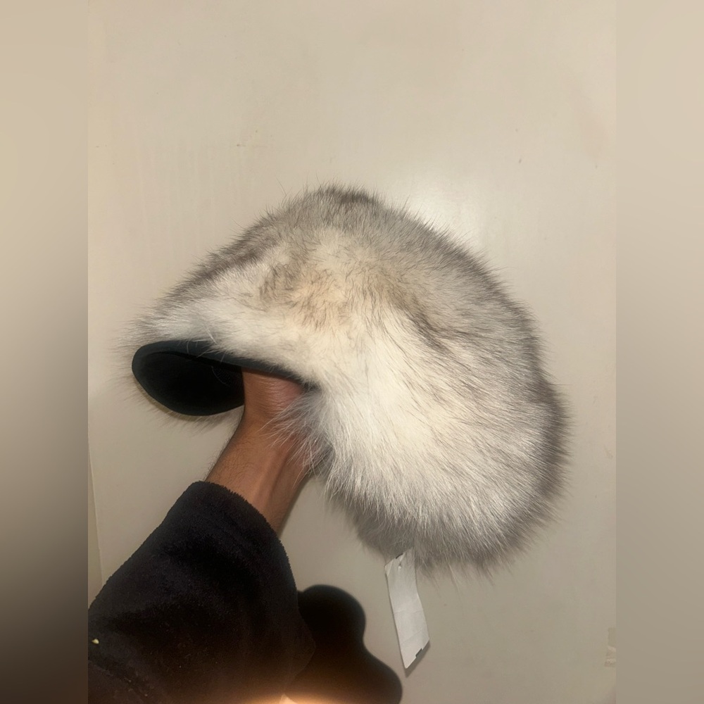 Eric Javits Gray and White Fur Hat